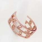  Ring aus Zirkonia mit Blattmuster, funkelndes Gold, 7,5