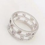 Levél mintás cirkónia gyűrű, Ródium, 8,5 