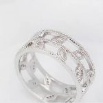 Levél mintás cirkónia gyűrű, Ródium, 8,5 