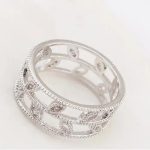 Levél mintás cirkónia gyűrű, Ródium, 7,5 