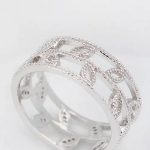 Levél mintás cirkónia gyűrű, Ródium, 7,5 