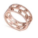  Ring aus Zirkonia mit Blattmuster, funkelndes Gold, 6,5