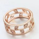  Ring aus Zirkonia mit Blattmuster, funkelndes Gold, 6,5