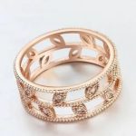  Ring aus Zirkonia mit Blattmuster, funkelndes Gold, 6,5