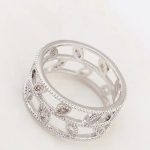Levél mintás cirkónia gyűrű, Ródium, 6,5 