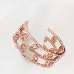  Ring aus Zirkonia mit Blattmuster, funkelndes Gold, 8,5