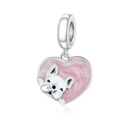 Silberanhänger, Herz mit Mops