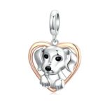 Silberanhänger, Herz mit Welpe
