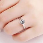 Damen-Verlobungsring, Silber, Größe 8