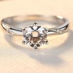 Damen-Verlobungsring, Silber, Größe 5