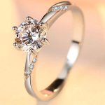 Damen-Verlobungsring, Silber, Größe 10