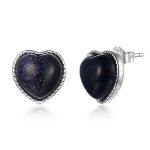 Silberohrringe, herzförmig, Sternenhimmel