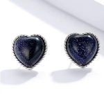 Silberohrringe, herzförmig, Sternenhimmel