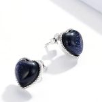 Silberohrringe, herzförmig, Sternenhimmel