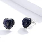 Silberohrringe, herzförmig, Sternenhimmel