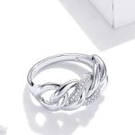 Damen-Silberring mit weißem Kristall, Größe 7