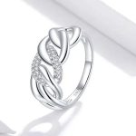 Damen-Silberring mit weißem Kristall, Größe 6