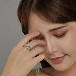 Damen-Silberring mit weißem Kristall, Größe 6