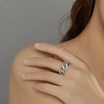 Damen-Silberring mit weißem Kristall, Größe 6