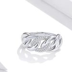 Damen-Silberring mit weißem Kristall, Größe 8