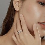 Silberring mit weißem Kristall, Größe 7