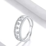 Silberring mit weißem Kristall, Größe 8