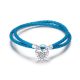 Damenarmband aus Silber und Kunstleder, blau