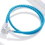 Damenarmband aus Silber und Kunstleder, blau