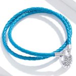 Damenarmband aus Silber und Kunstleder, blau