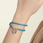 Damenarmband aus Silber und Kunstleder, blau