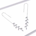 Ezüst fülbevaló, leveles