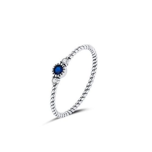 Silberring mit blauem Stein, Größe 7