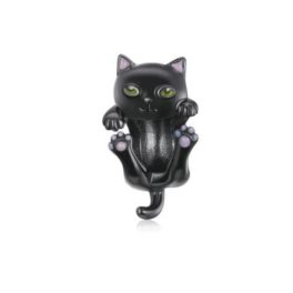 Silberanhänger, schwarze Katze