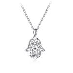 Silberne Halskette mit Hand der Fatima-Anhänger