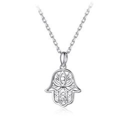Silberne Halskette mit Hand der Fatima-Anhänger