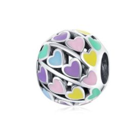 Silberanhänger, bunte Herzen