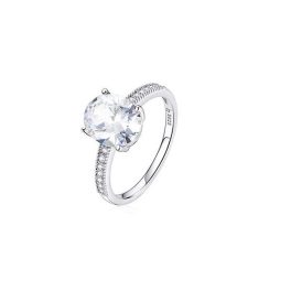 Silberner Verlobungsring mit weißem Kristall, Größe 6