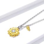 Silberne Halskette mit Sonnenblume