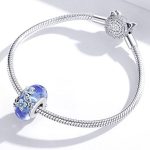 Silberanhänger, blaue Blume