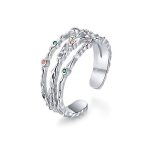 Silberring, Spirale, mit farbigem Kristall