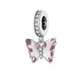 Silberanhänger, Schmetterling, rosa