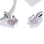 Silberanhänger, Schmetterling, rosa