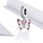 Silberanhänger, Schmetterling, rosa