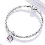 Silberanhänger, Schmetterling, rosa