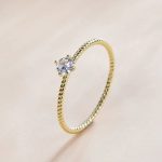 Silberring, gedreht, goldfarben, Größe 6