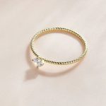 Silberring, gedreht, goldfarben, Größe 8