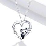 Silberne Halskette, Herz mit Panda