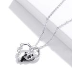 Silberne Halskette, Herz mit Panda
