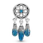 Silberanhänger, Traumfänger, blau