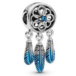 Silberanhänger, Traumfänger, blau